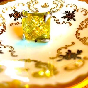 🌼HeadTurningSterlingSilver925 Stamped&CitrineSet Diagonal&faceted 
Scintillating